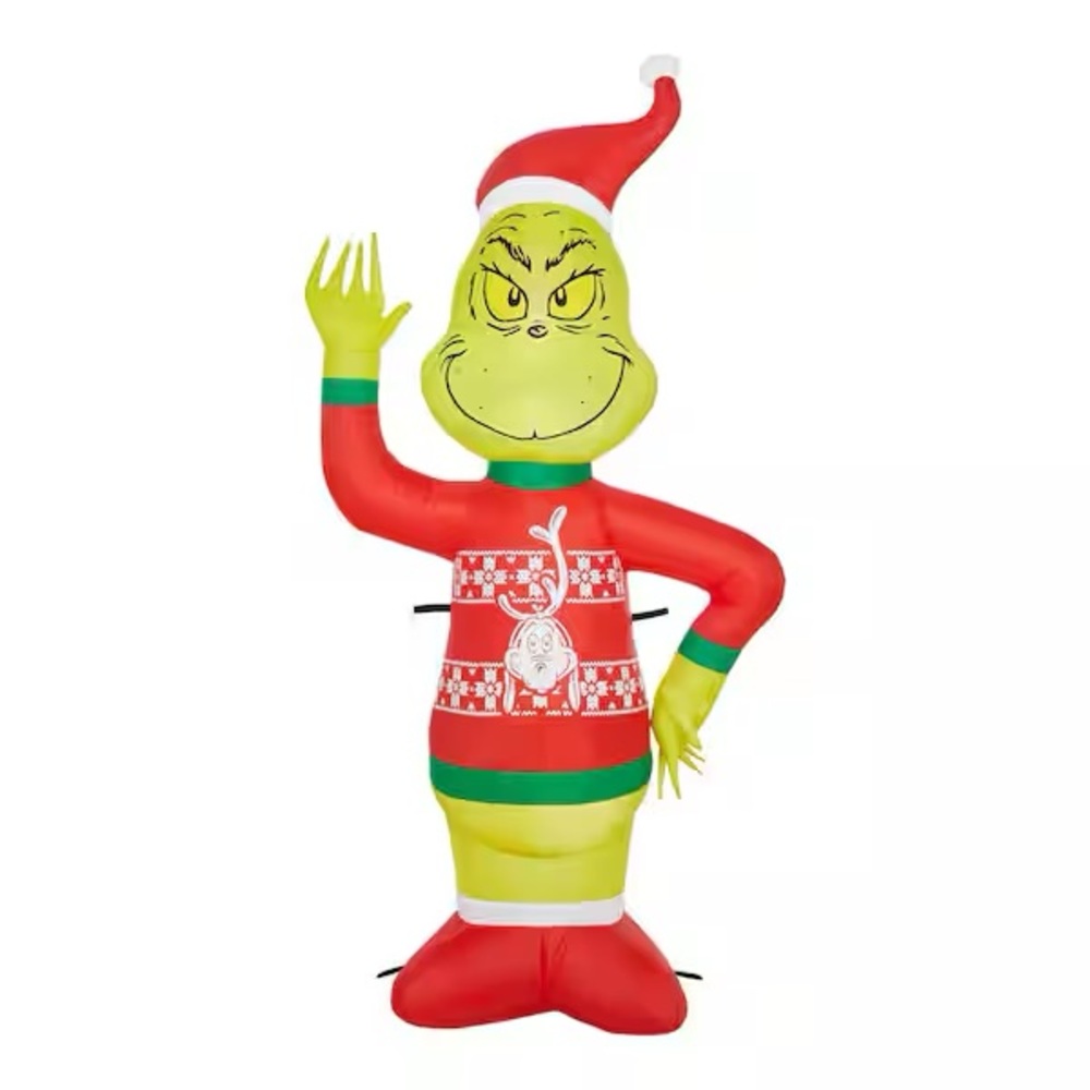 Christmas Inflatable The Grinch in Max Sweater 4ft
